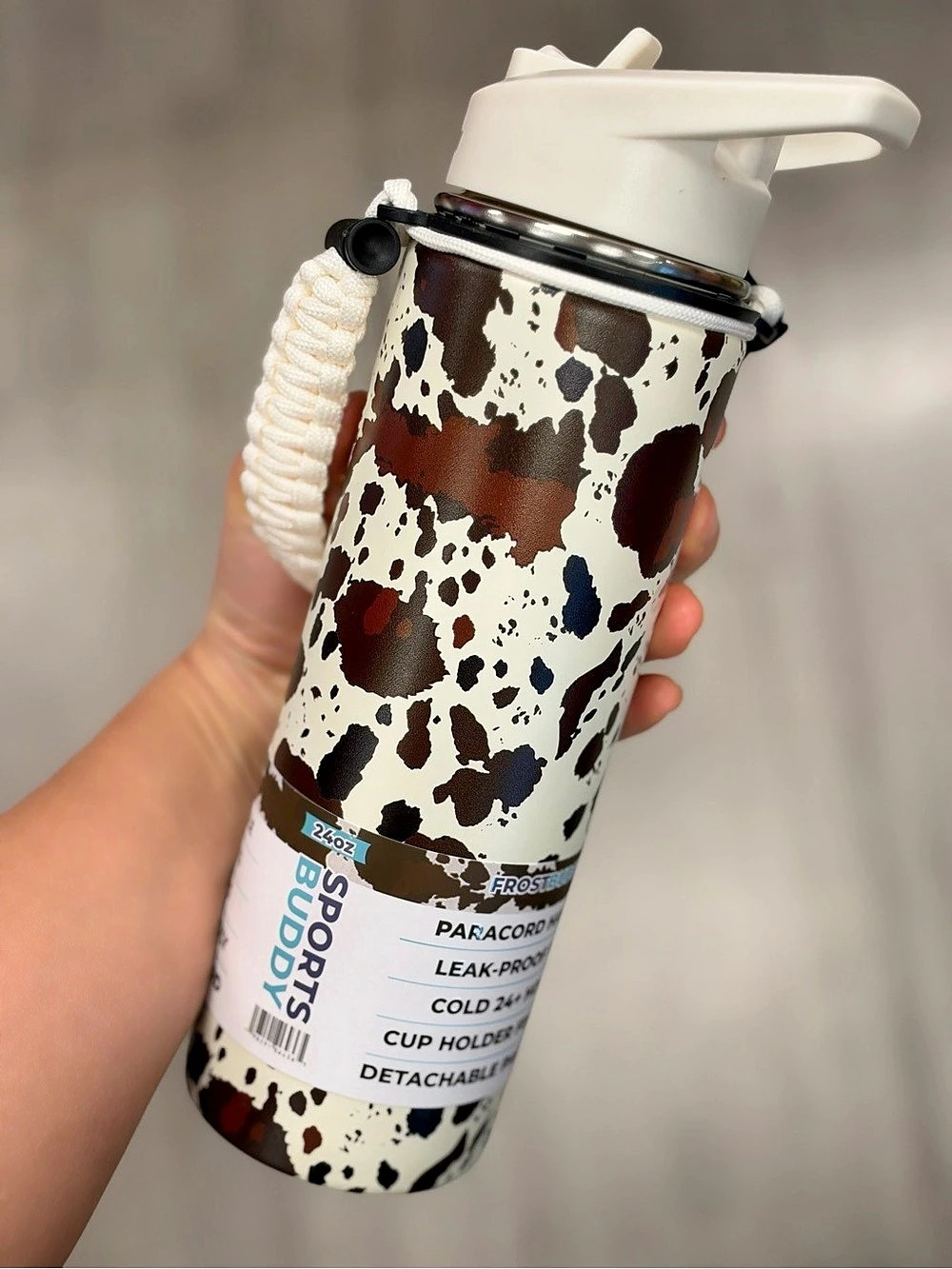 FROST BUDDY Bottle Buddy 24oz | Giddy Up Cow Print Bottle